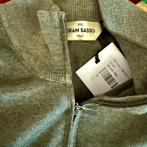 Gran Sasso of Italy NWT FULL Zip Cardigan Sweater Size 50 Green 100% Wool $280RT - Picture 13 of 13